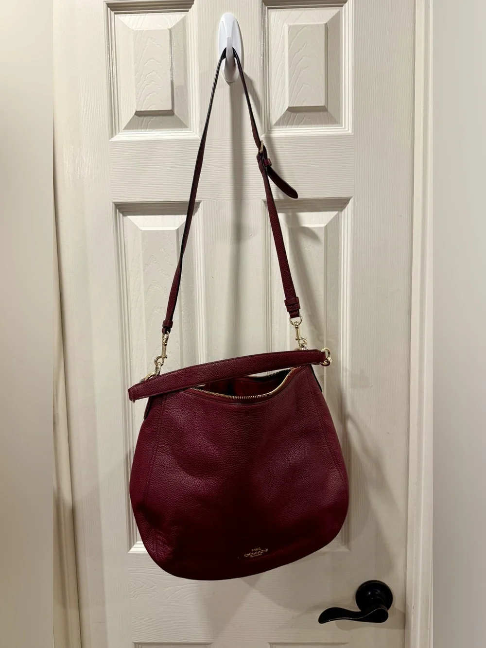 Coach Pebbled Leather Hobo Bag in Plum